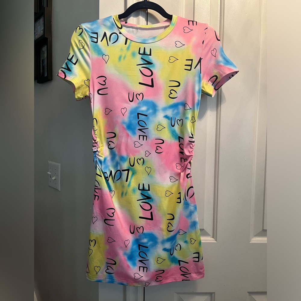 Girl’s Pastel Dress with Love Print - NWOT - 11-12 youth